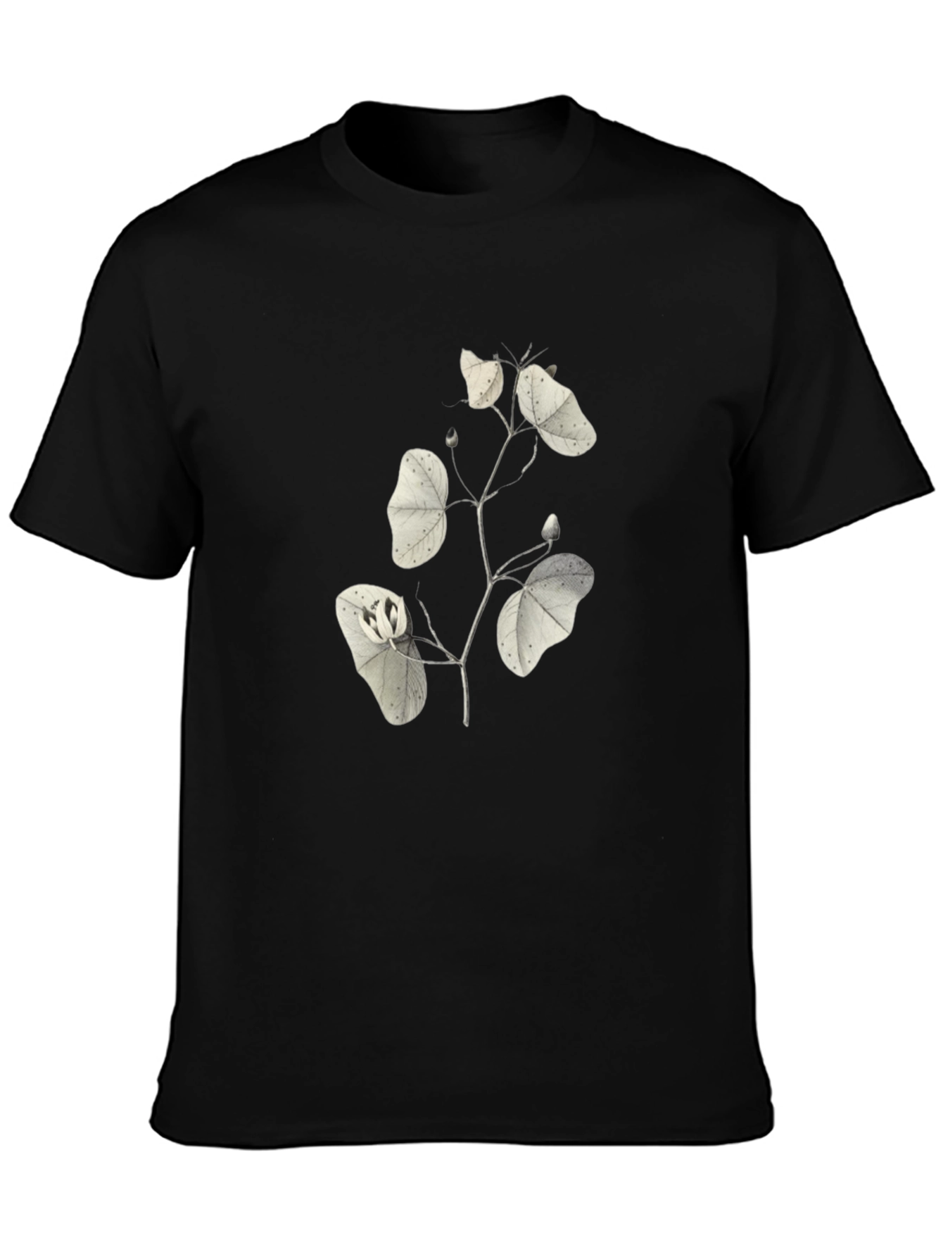Black Botanical Print Black T-Shirt view 3