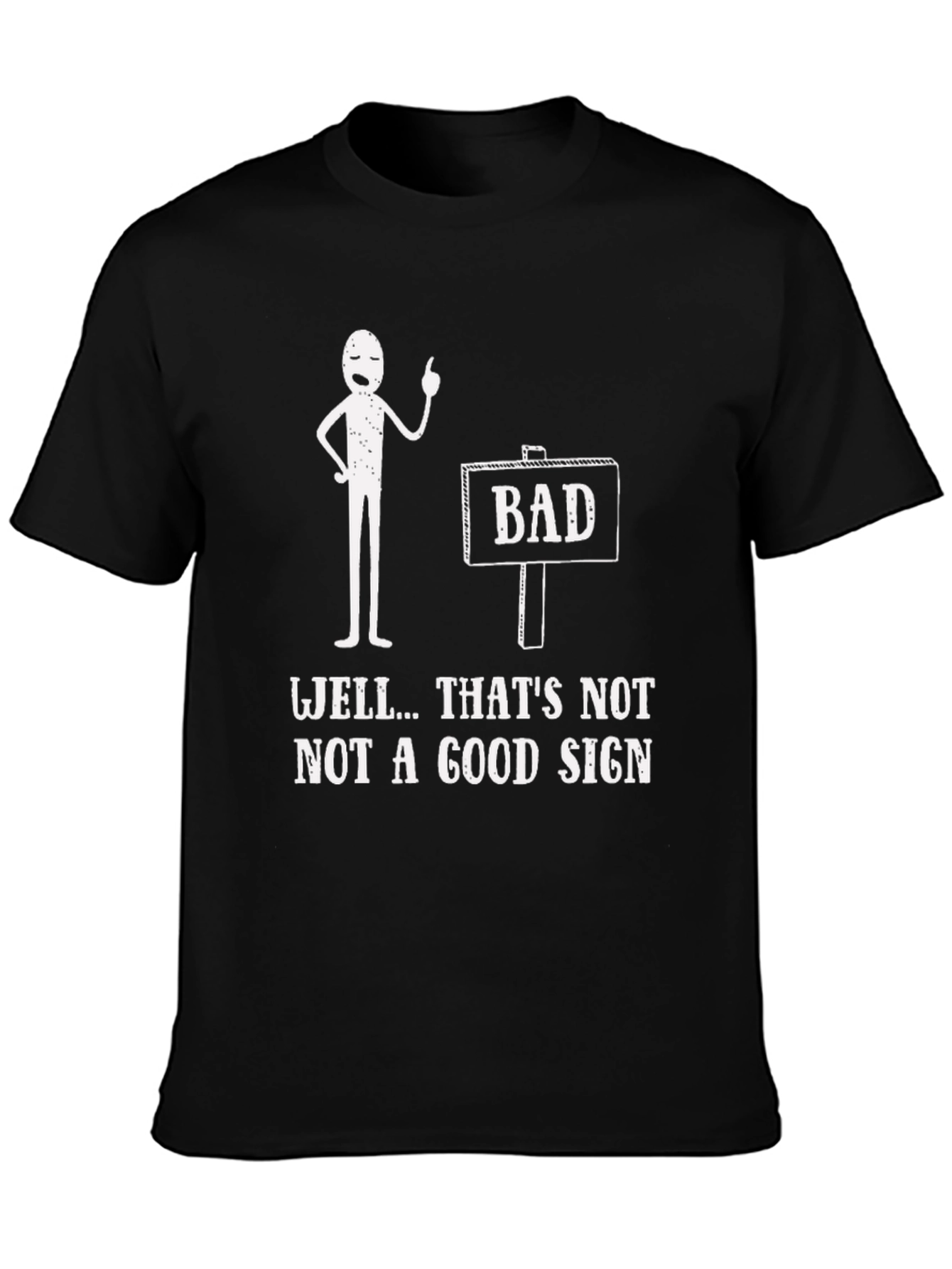Black Funny 'Bad Sign' Graphic Tee view 3