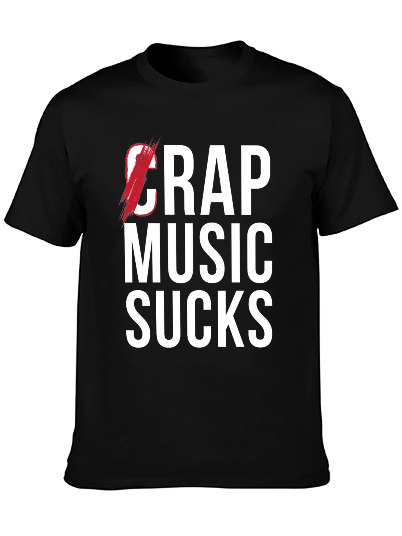 Black Crap Music Sucks Graphic Tee view 3