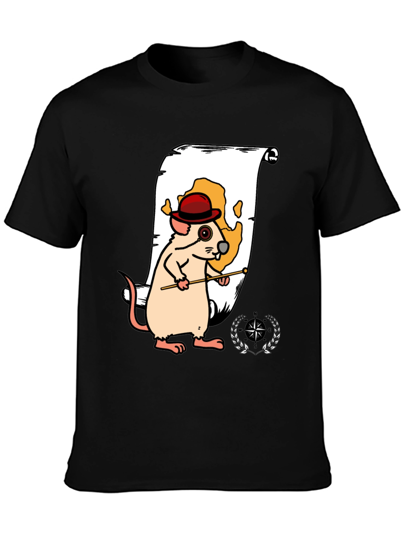 Black Cartoon Mouse Navigator Graphic Tee view 3