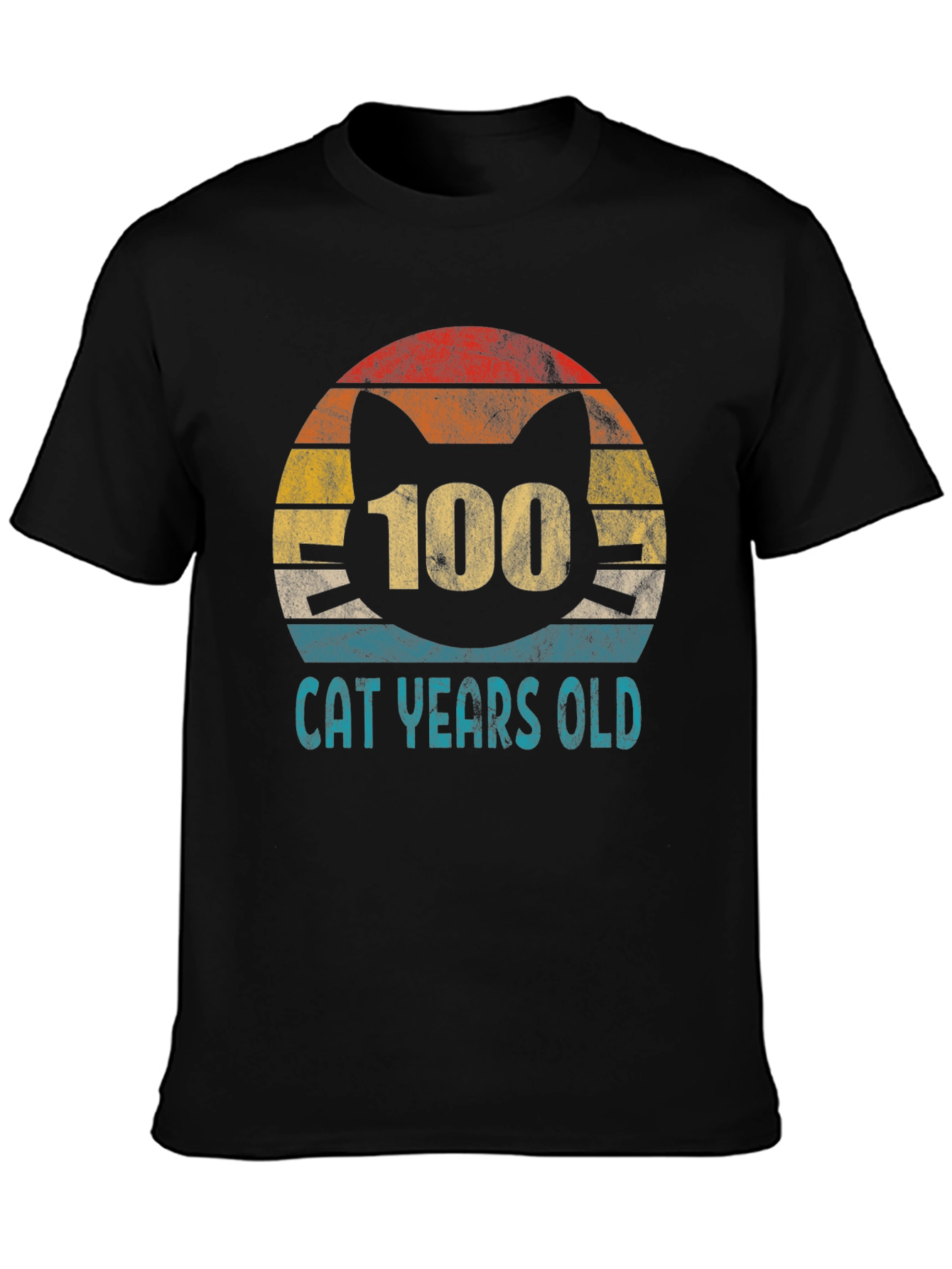 Black 100 Cat Years Old Graphic Tee view 3