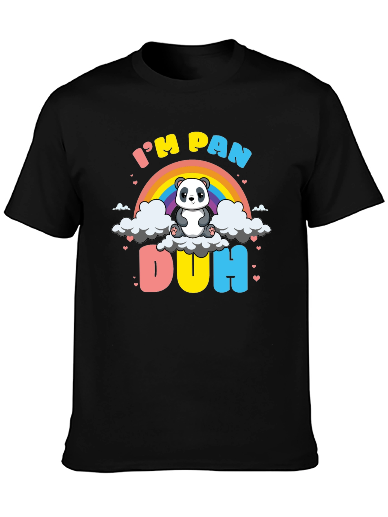 Black I'm Pan Duh T-Shirt - Panda LGBT Pride Rainbow view 3