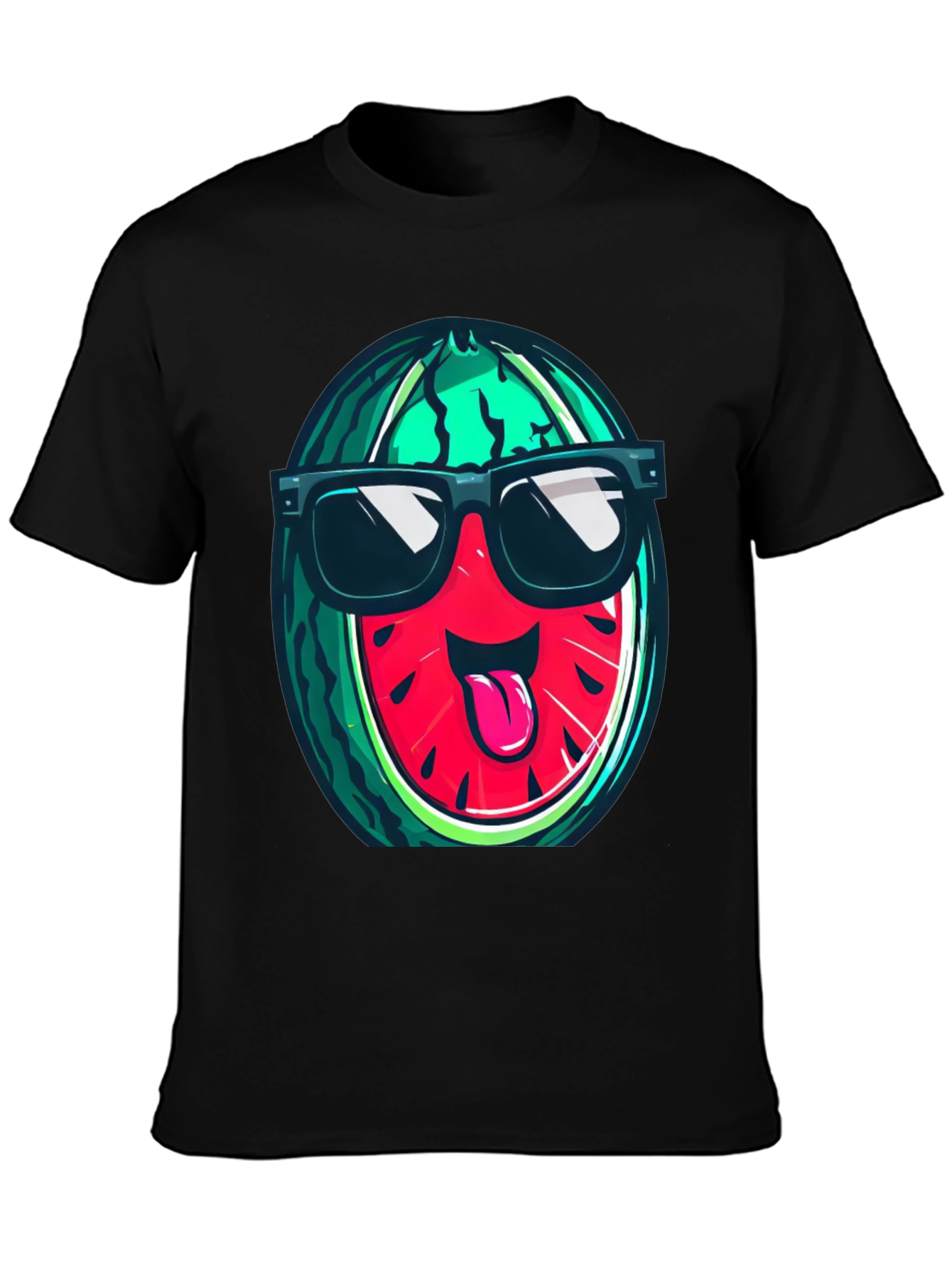 Black Cool Watermelon Graphic T-Shirt view 3