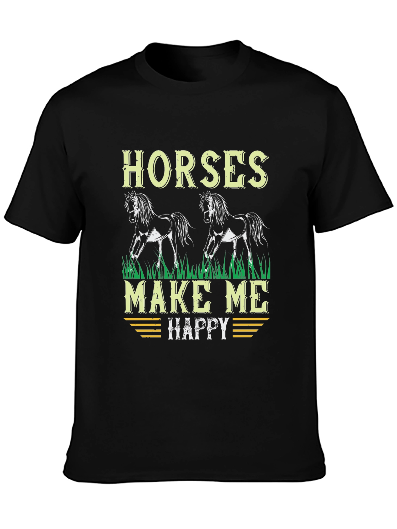 Black Horses Make Me Happy Graphic T-Shirt view 3