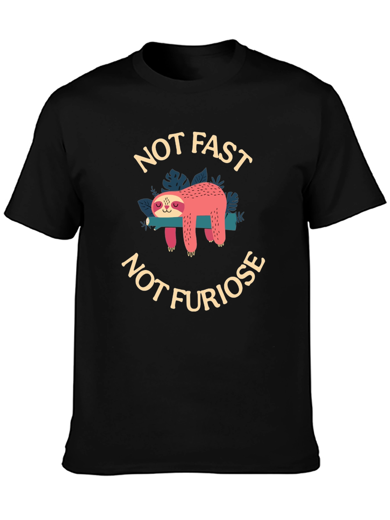 Black Not Fast Not Furiose Sloth Graphic T-Shirt view 3