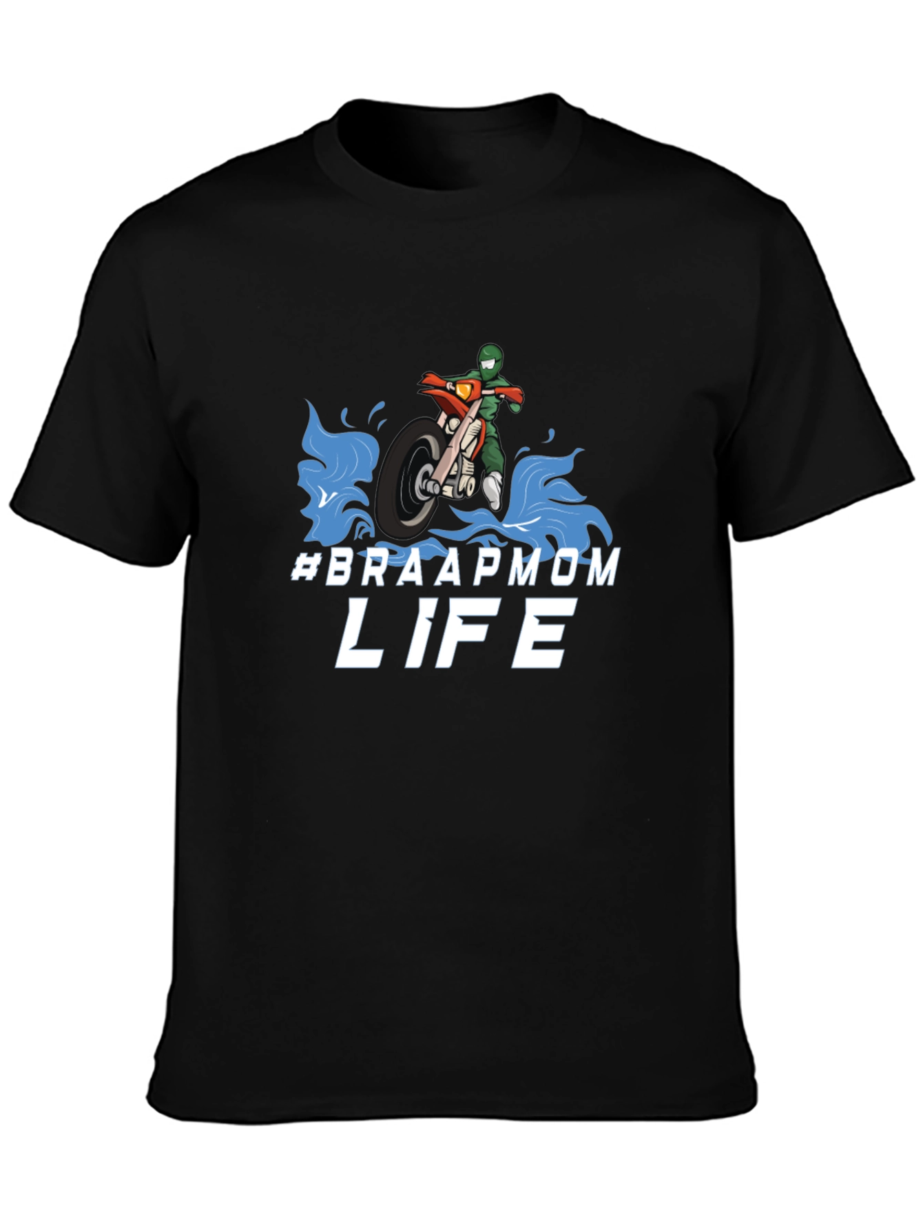 Black #Braapmom Life T-Shirt - Motocross Mom Tee view 3