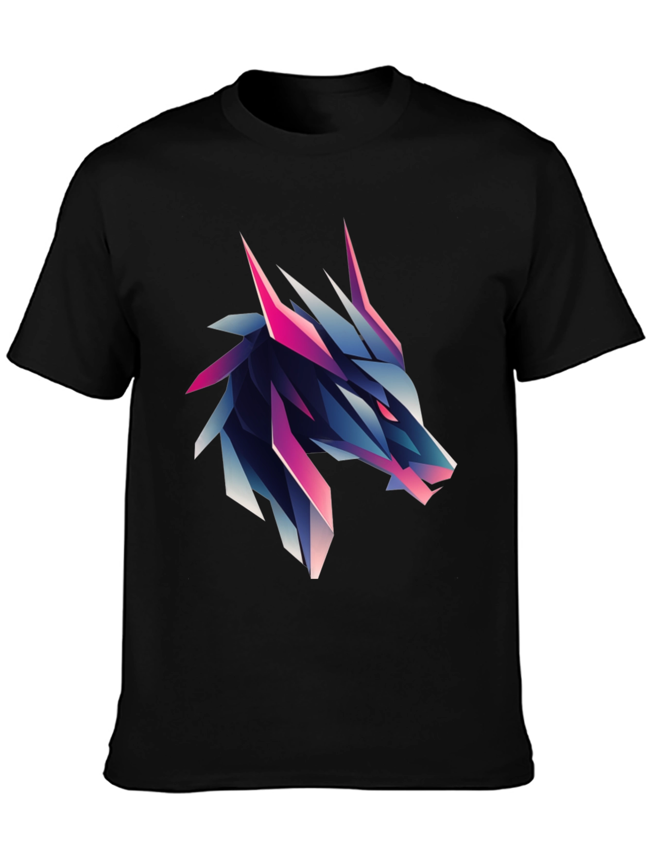 Black Geometric Wolf Graphic Tee - Bold & Modern view 3