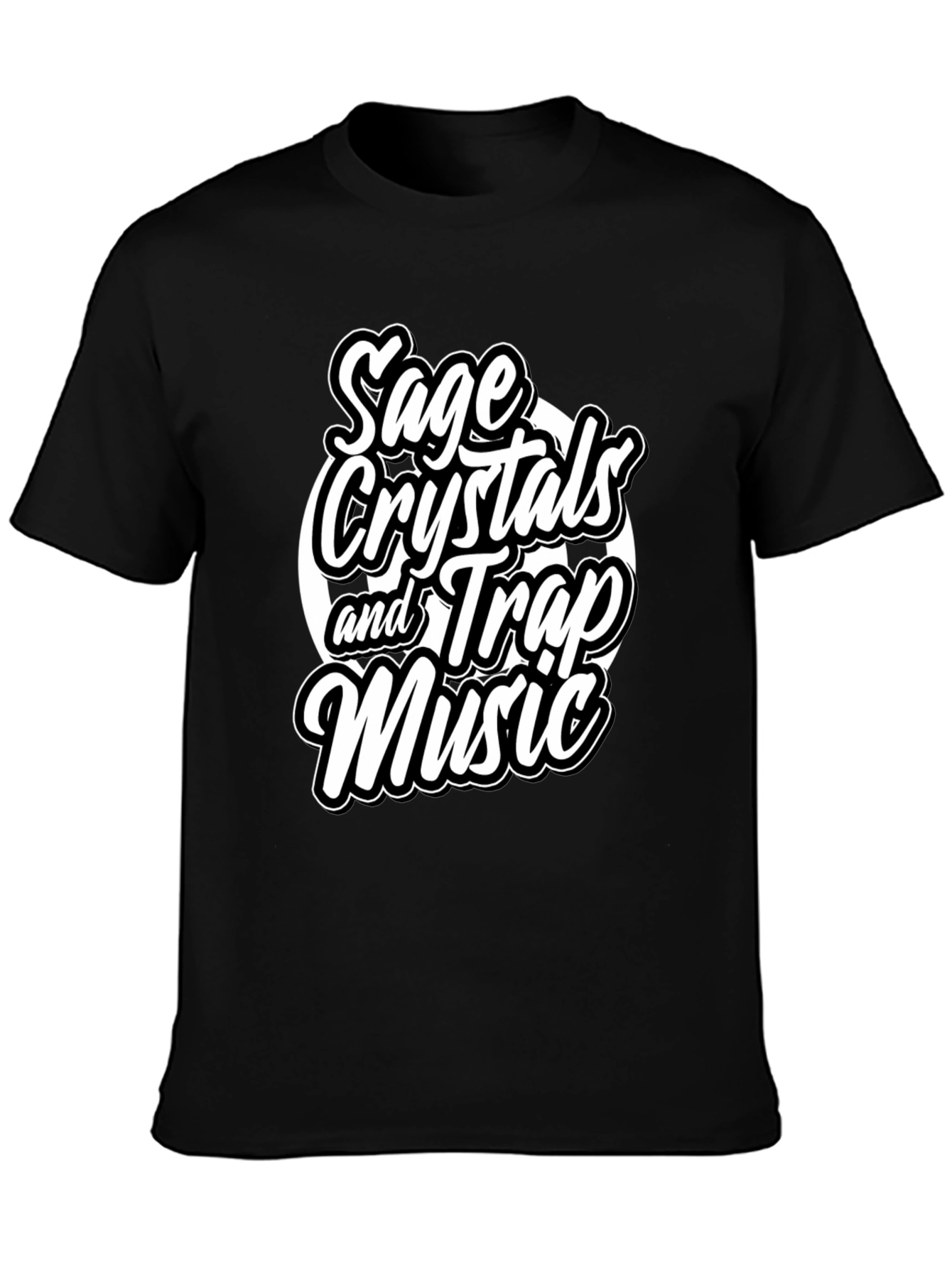 Black Sage Crystals and Trap Music Black T-Shirt view 3