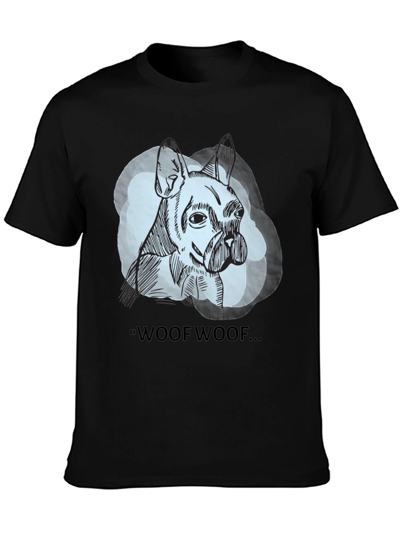 Black Woof Woof Dog Graphic Tee - Black view 3