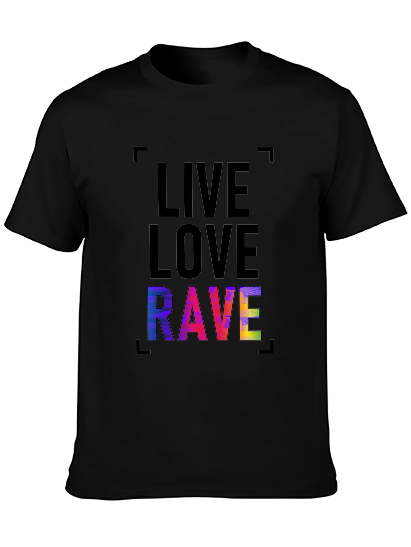 Black Live Love Rave Graphic Tee - Trendy Black T-Shirt view 3