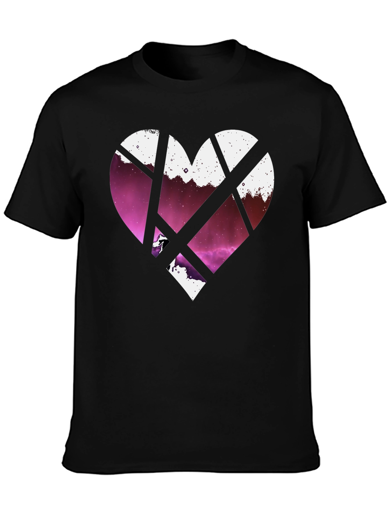 Black Heart Galaxy Graphic Tee - Black Cotton Blend view 3