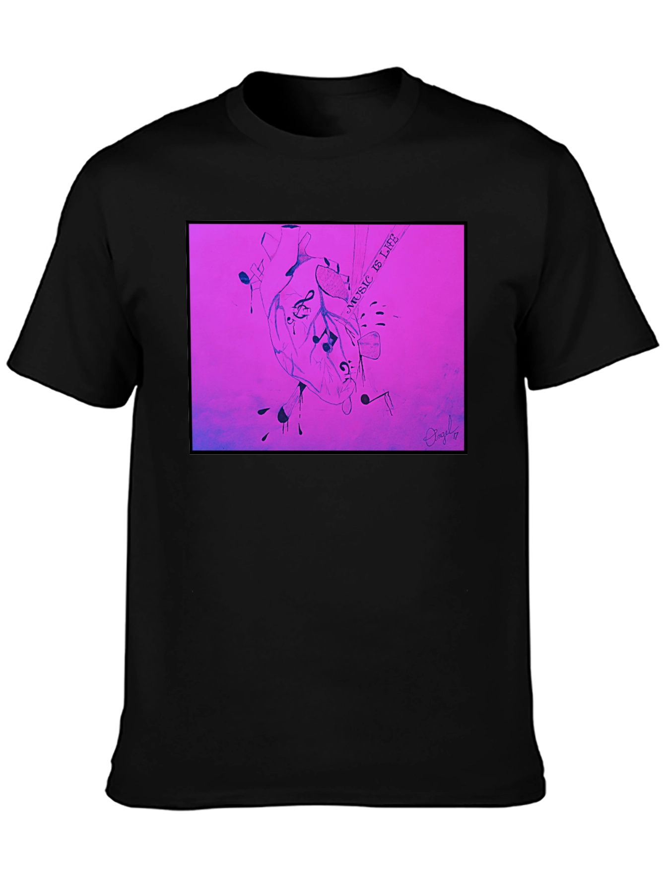 Black Music is Life Heart Graphic T-Shirt view 3
