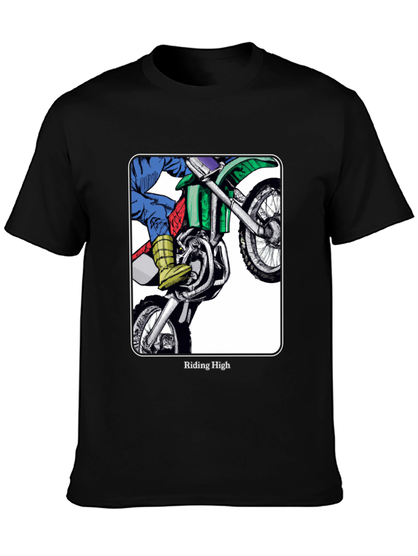 Black Riding High Motorcycle Graphic Tee - Black view 3