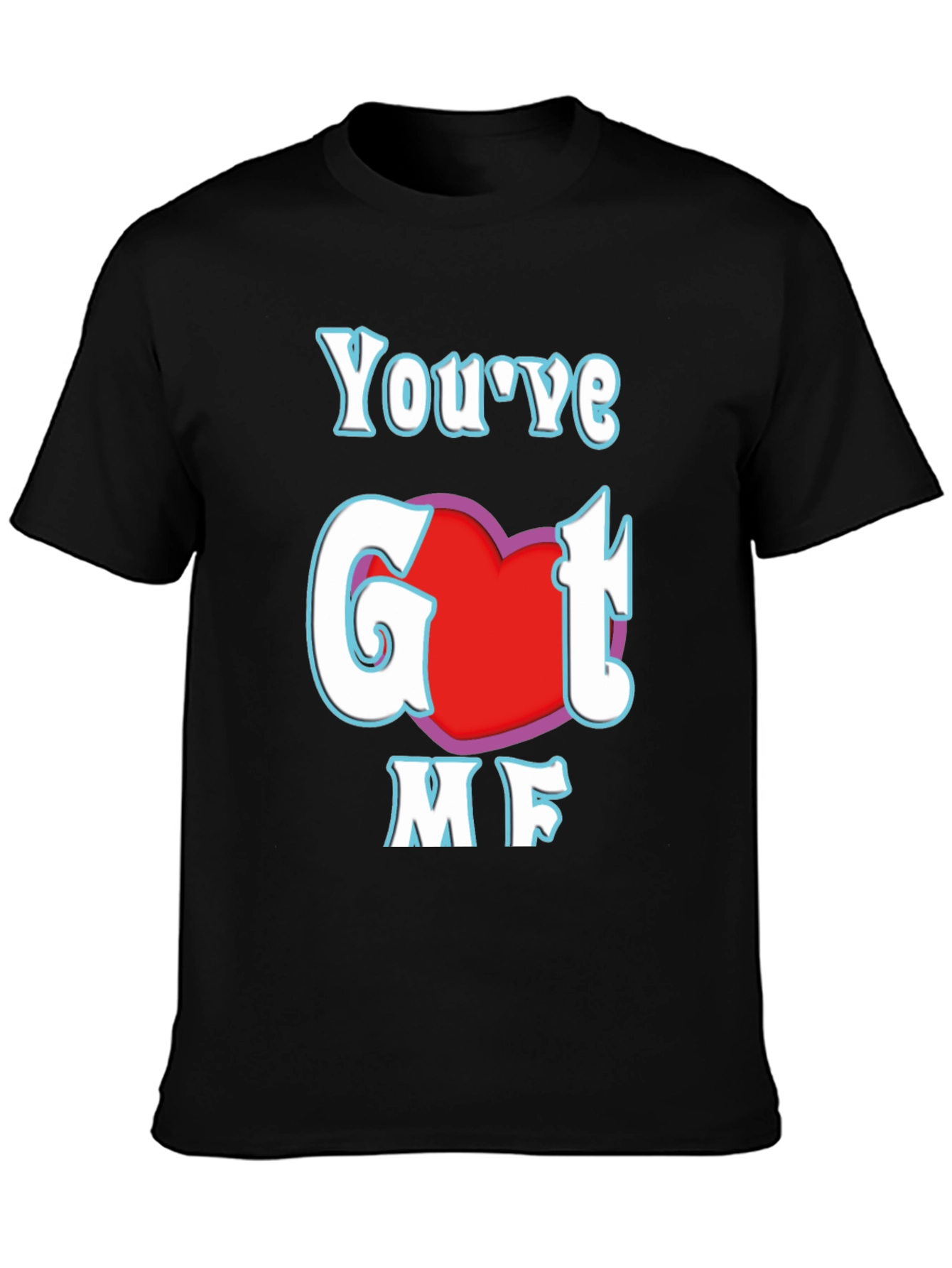 Black You've Got Me T-Shirt - Red Heart Design view 3