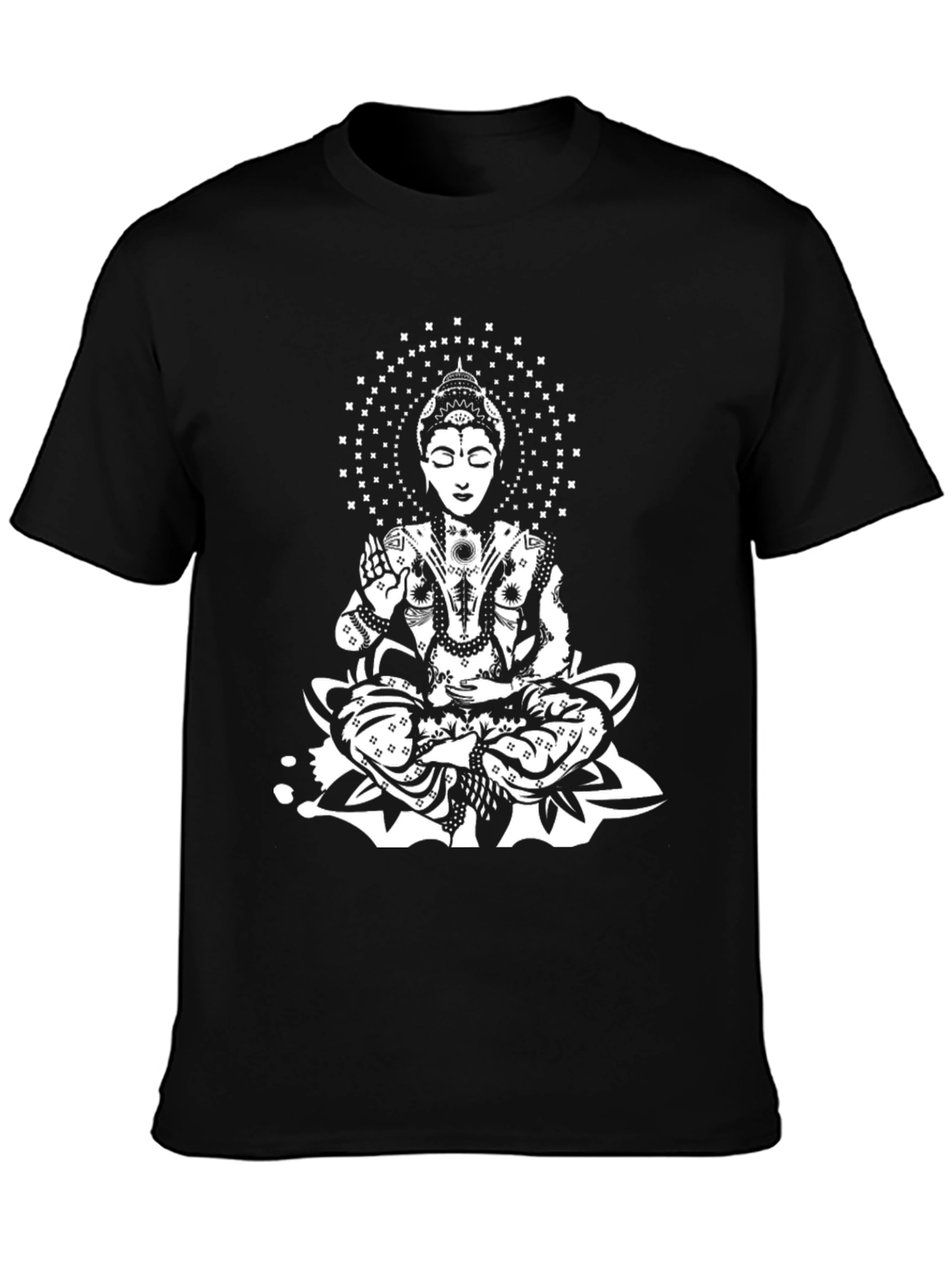 Black Buddha Graphic Print Black T-Shirt view 3