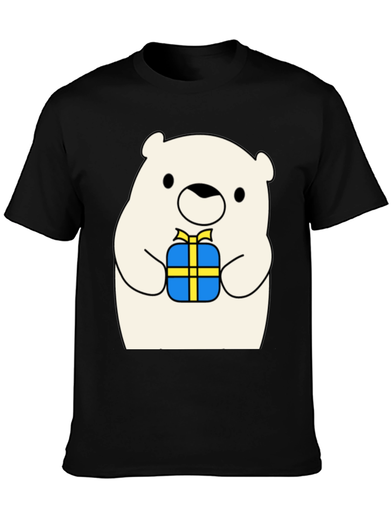 Black Cute Bear Gift T-Shirt - Whimsical Graphic Tee view 3