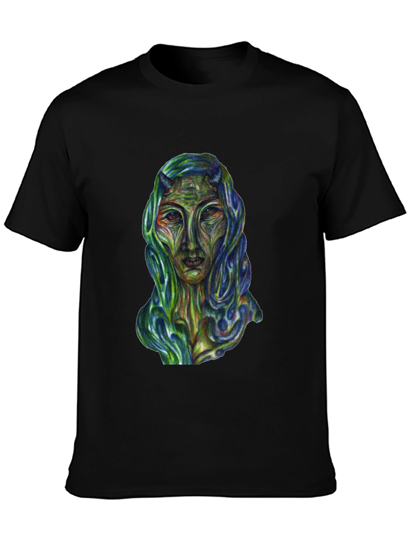 Black Surreal Alien Art Graphic T-Shirt - Black view 3