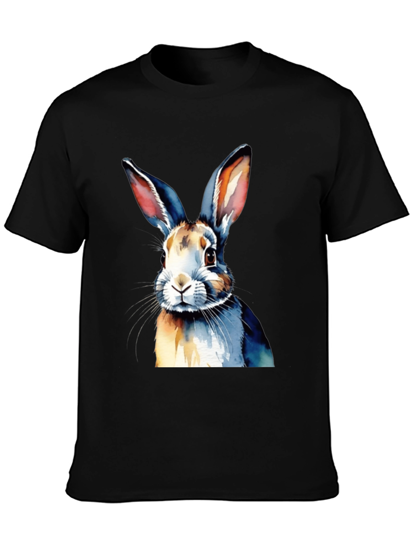 Black Watercolor Rabbit Graphic Tee view 3