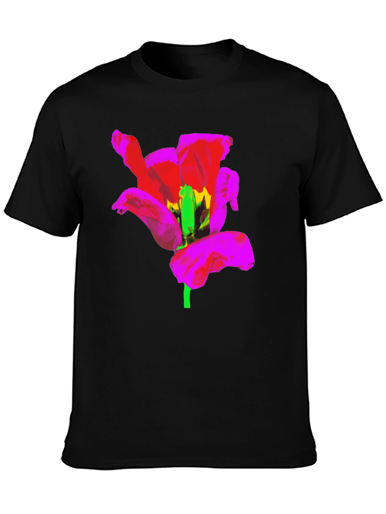 Black Bold Flower Graphic Black T-Shirt view 3