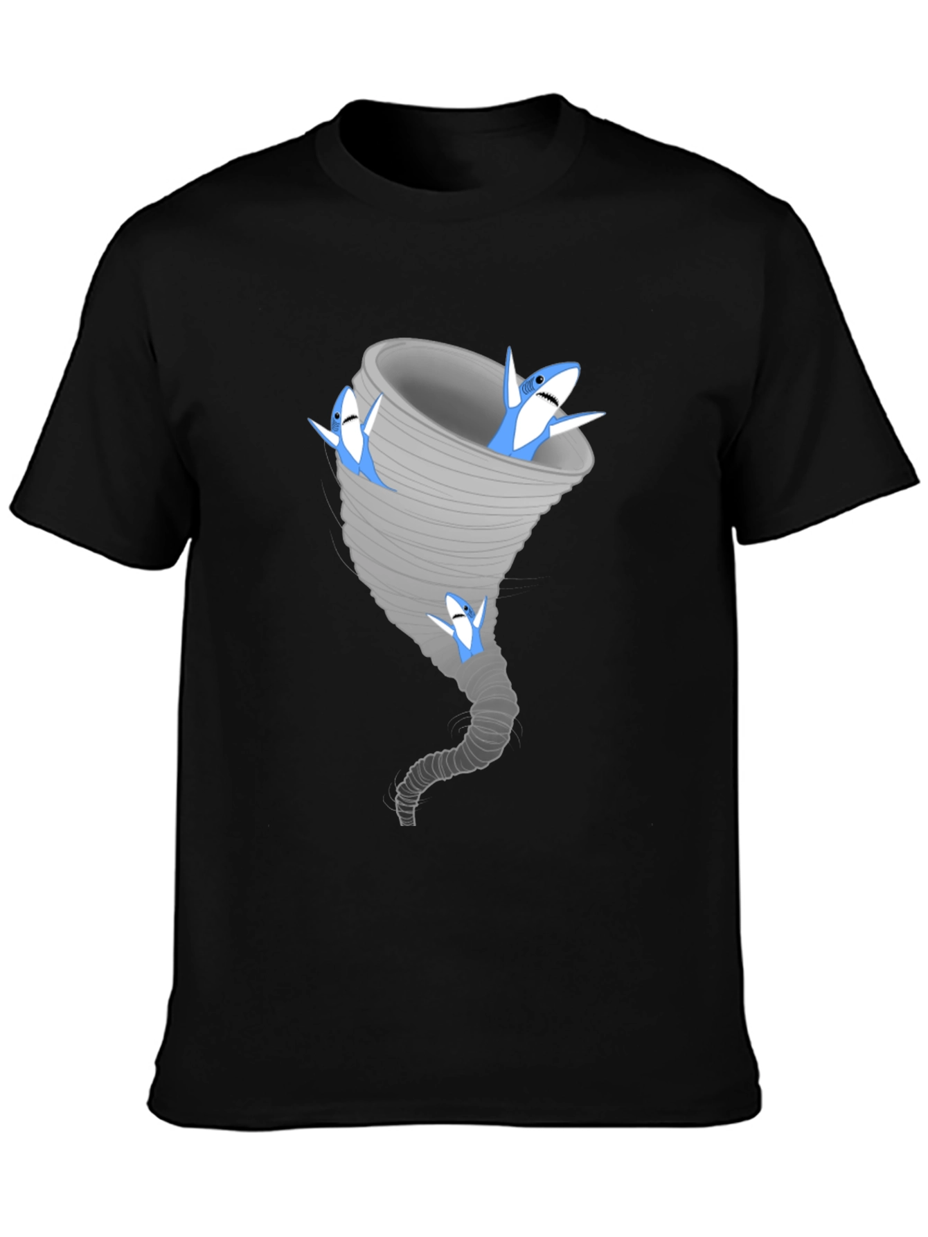 Black Sharknado Black Tee - Funny Shark Tornado Graphic T-Shirt view 3