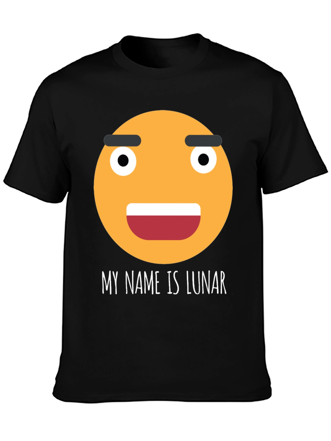 Black Funny Emoji T-Shirt - My Name is Lunar view 3