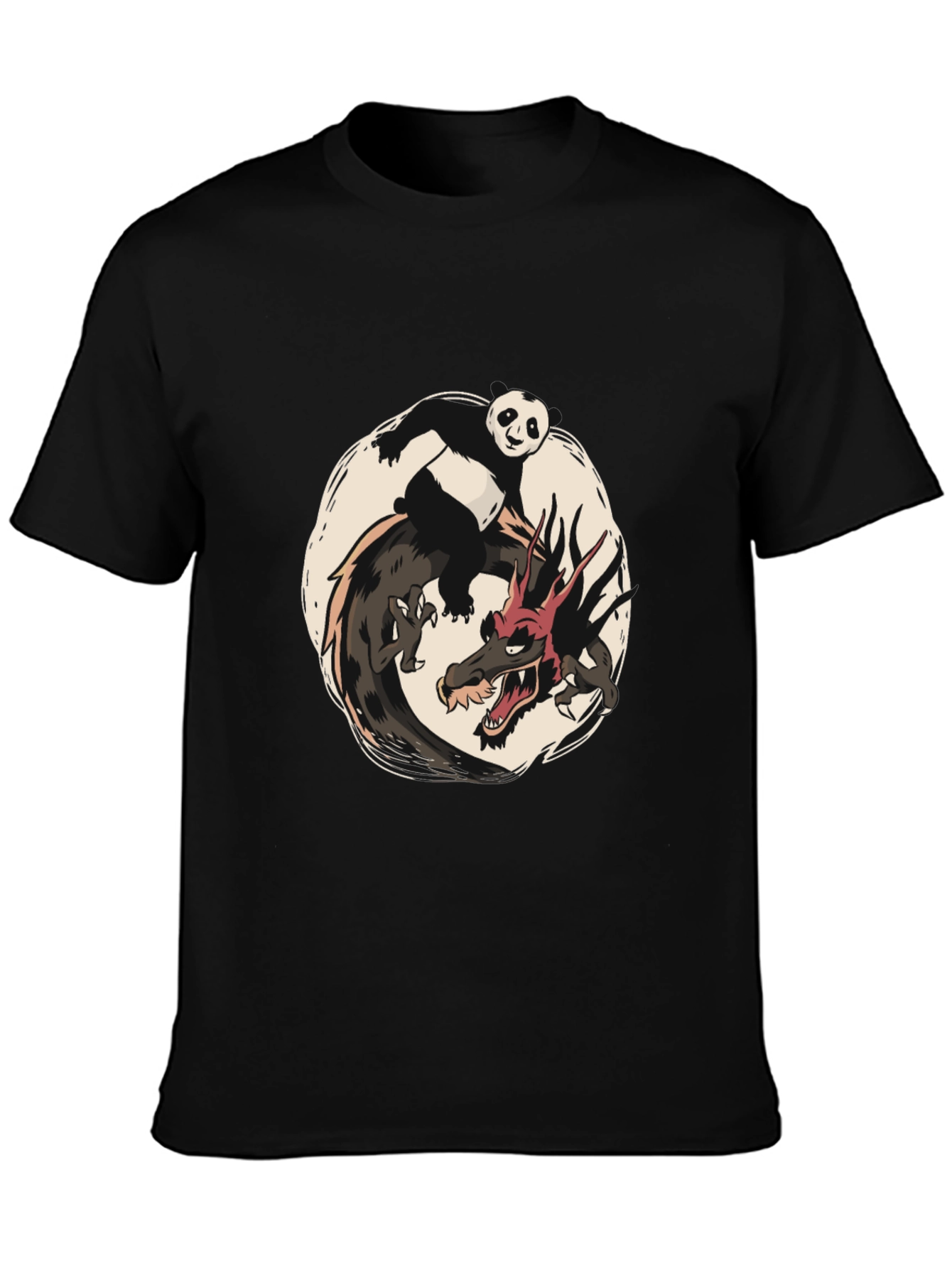 Black Panda and Dragon Graphic Tee - Unique Design view 3