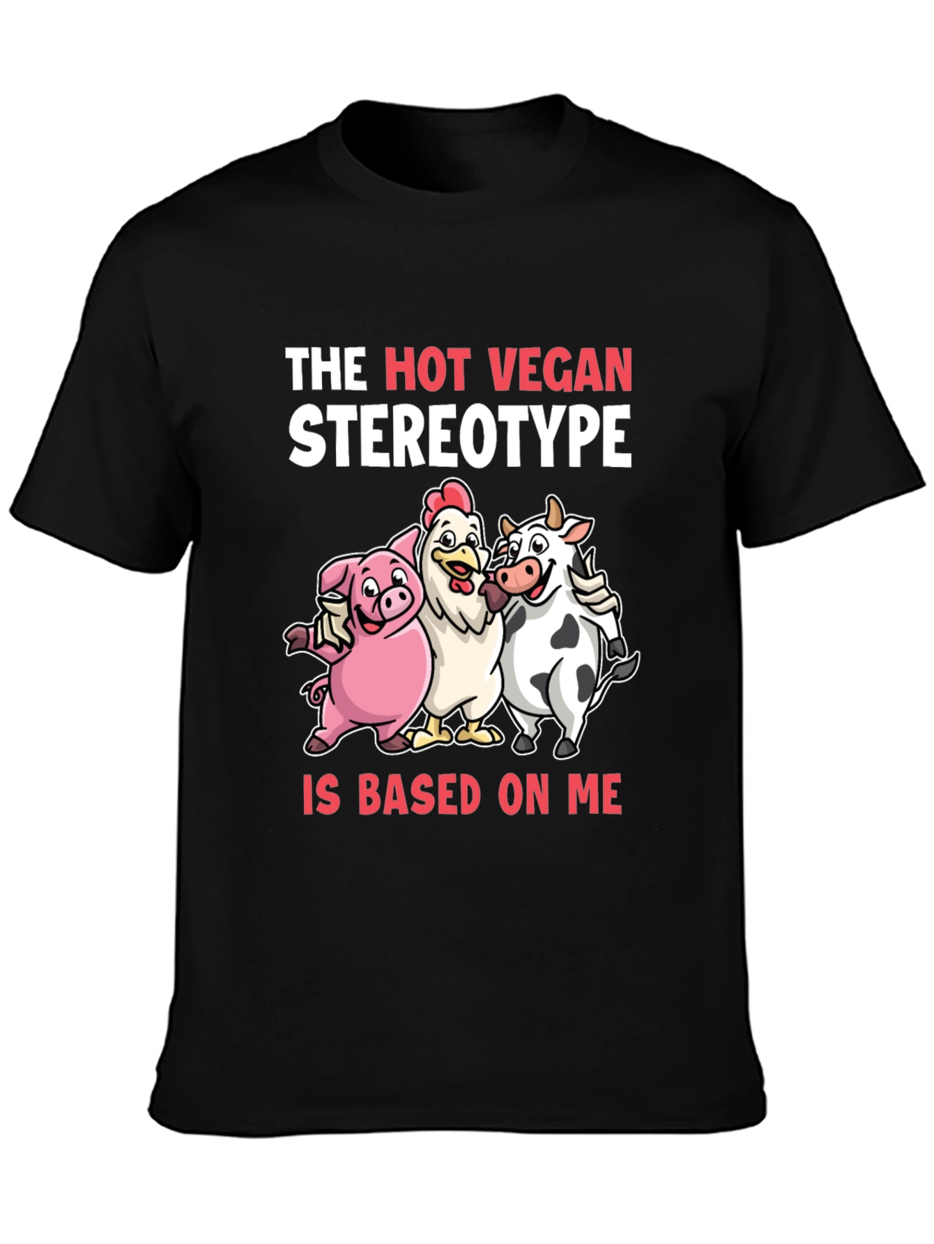 Black The Hot Vegan Stereotype Graphic T-Shirt view 3