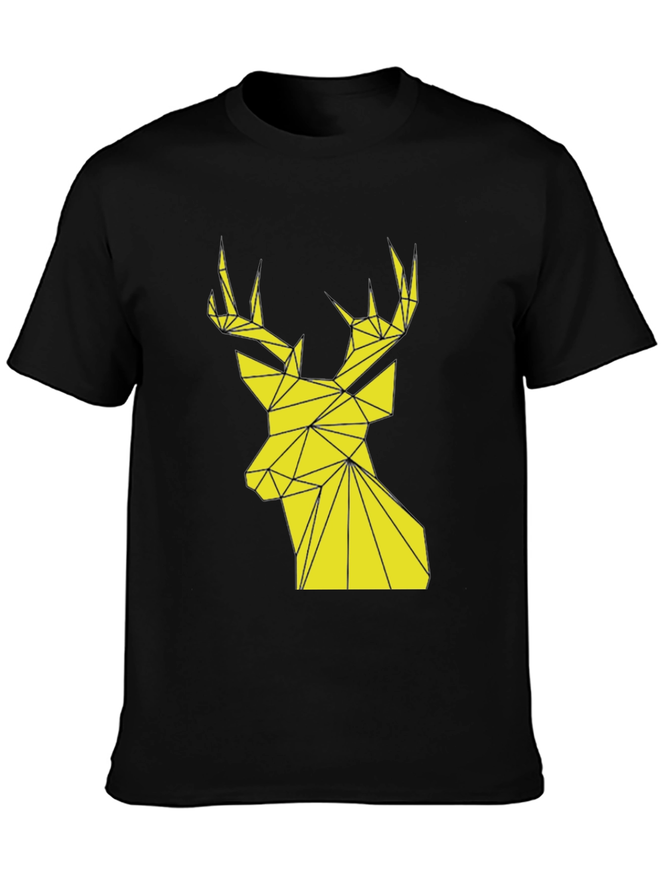 Black Geometric Deer Graphic Tee - Modern Style view 3