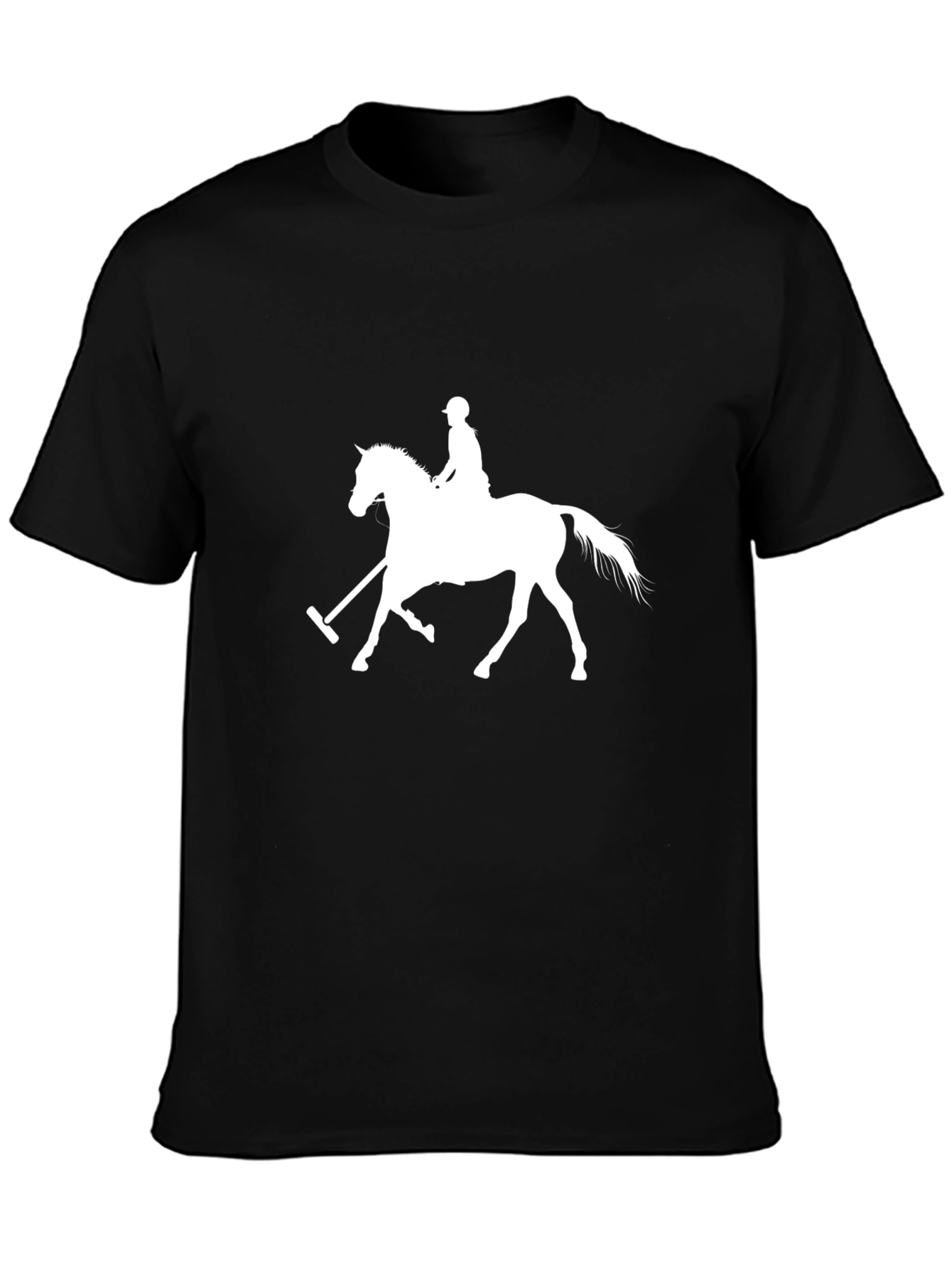 Black Equestrian Polo Player Black T-Shirt view 3