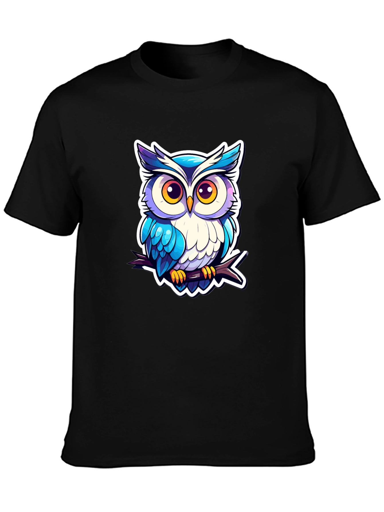 Black Cool Owl Graphic Tee - Unique Design! view 3