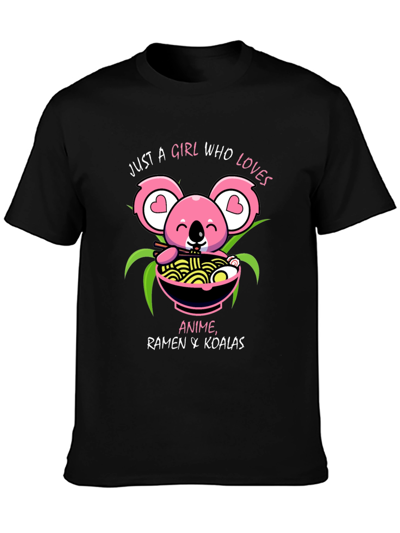 Black Anime Ramen Koala T-Shirt view 3
