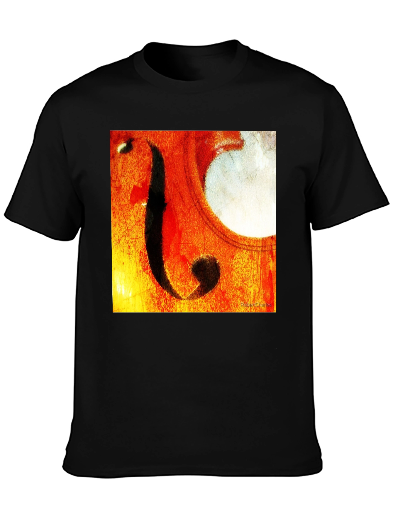 Black Abstract Cello F-Hole Graphic T-Shirt view 3