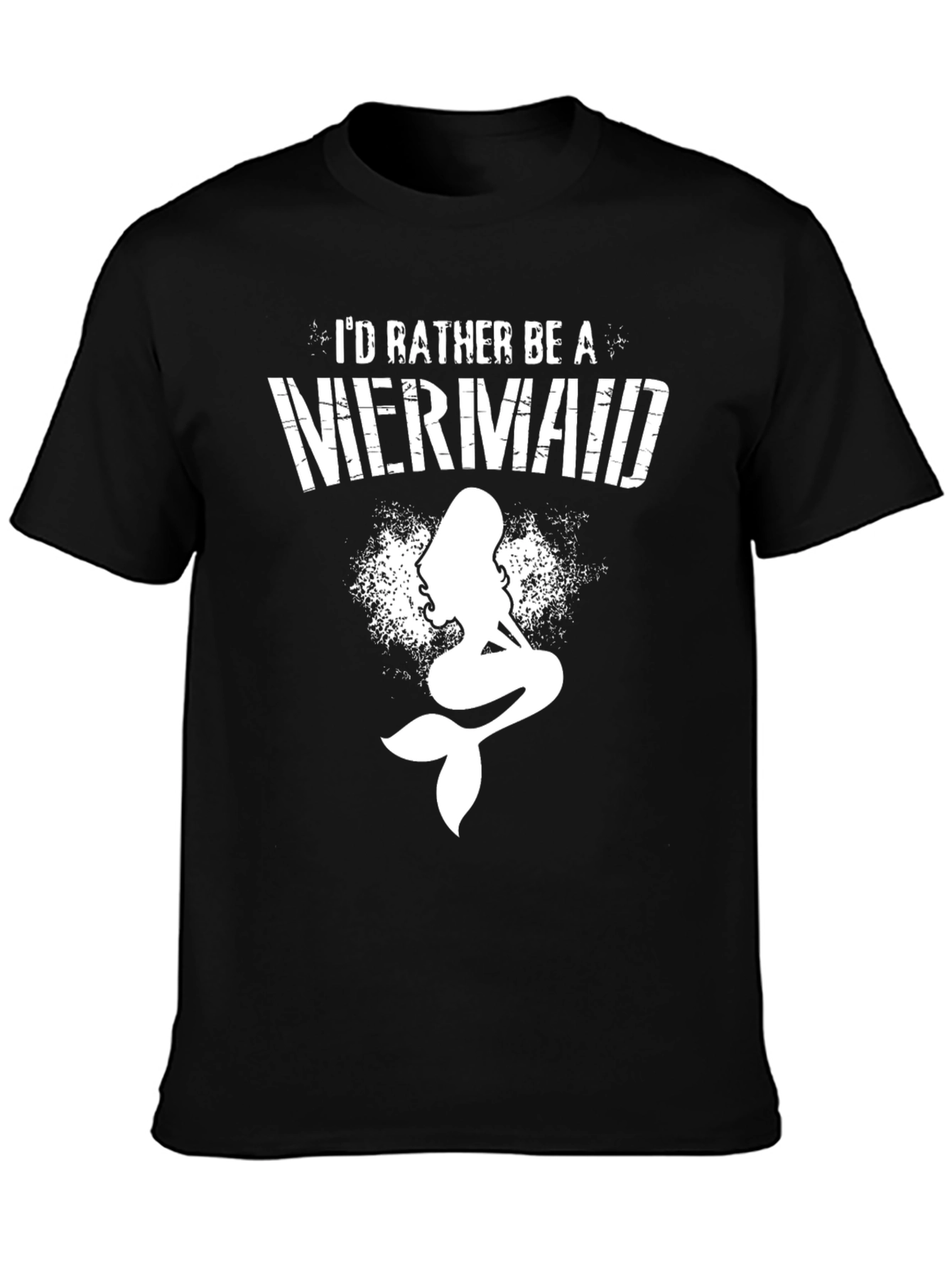 Black I'd Rather Be A Mermaid Black T-Shirt view 3