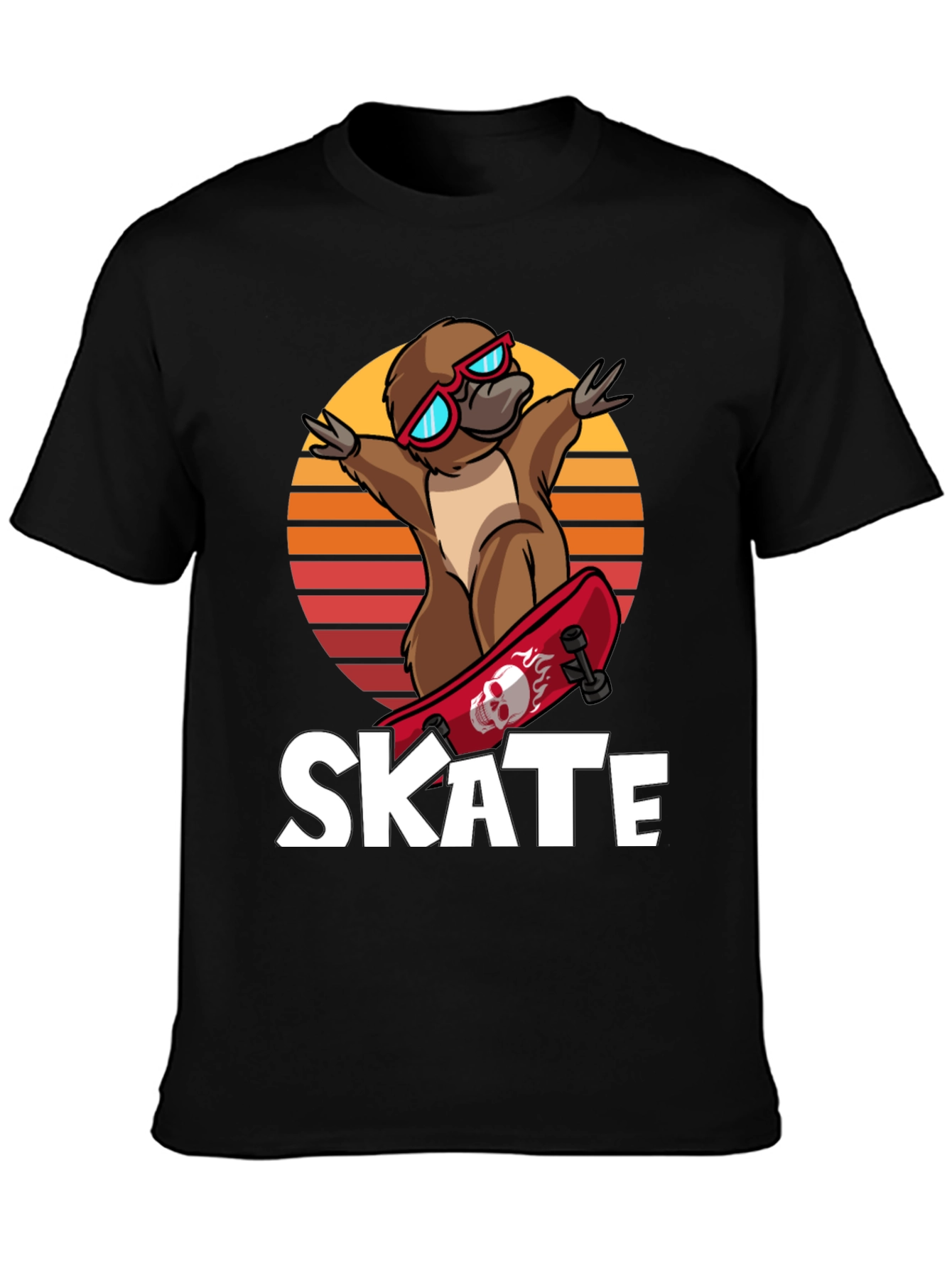 Black Skateboarding Platypus T-Shirt - Cool Graphic Tee view 3