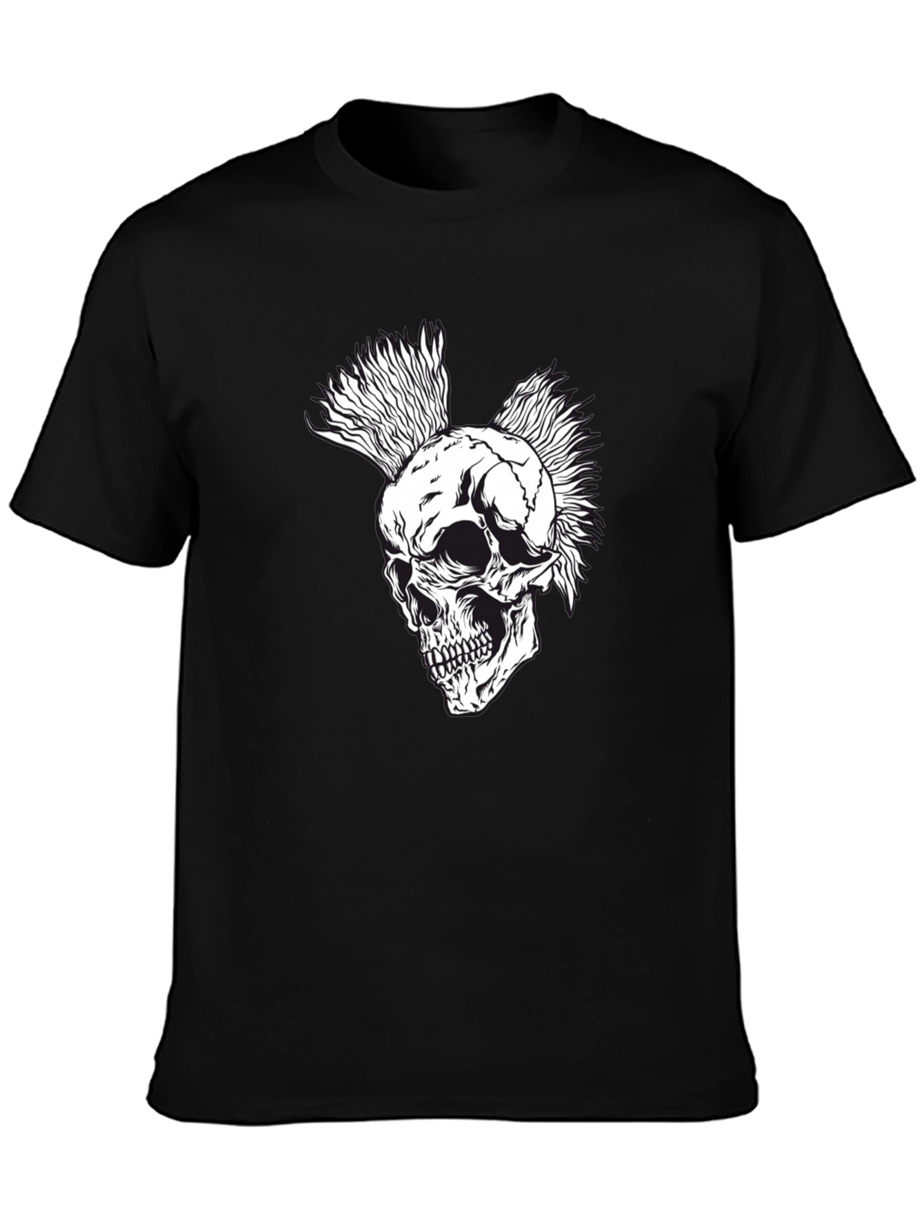Black Punk Rock Skull T-Shirt - Black view 3