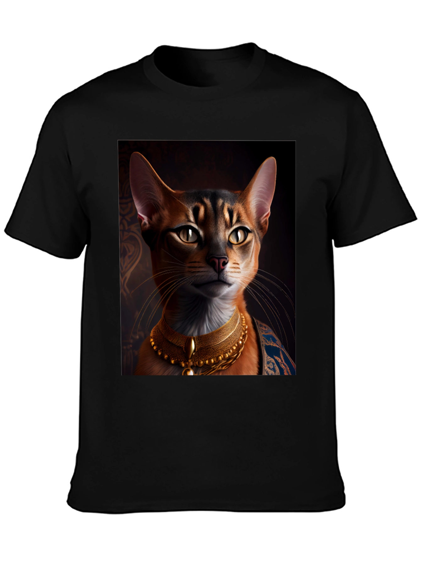 Black Royal Cat Graphic Tee - Black Cotton T-Shirt view 3