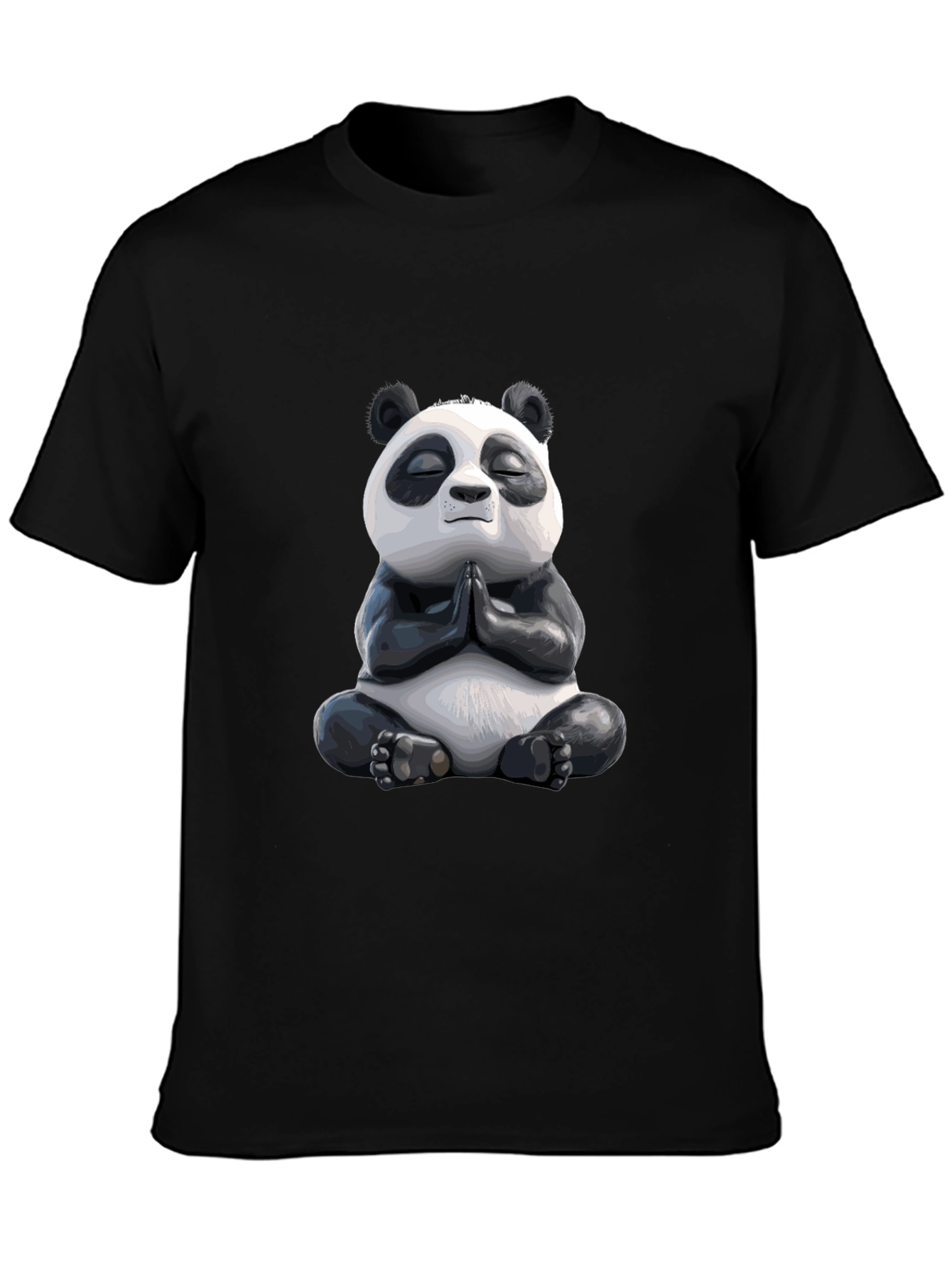 Black Meditating Panda Graphic Tee - Zen Vibes view 3