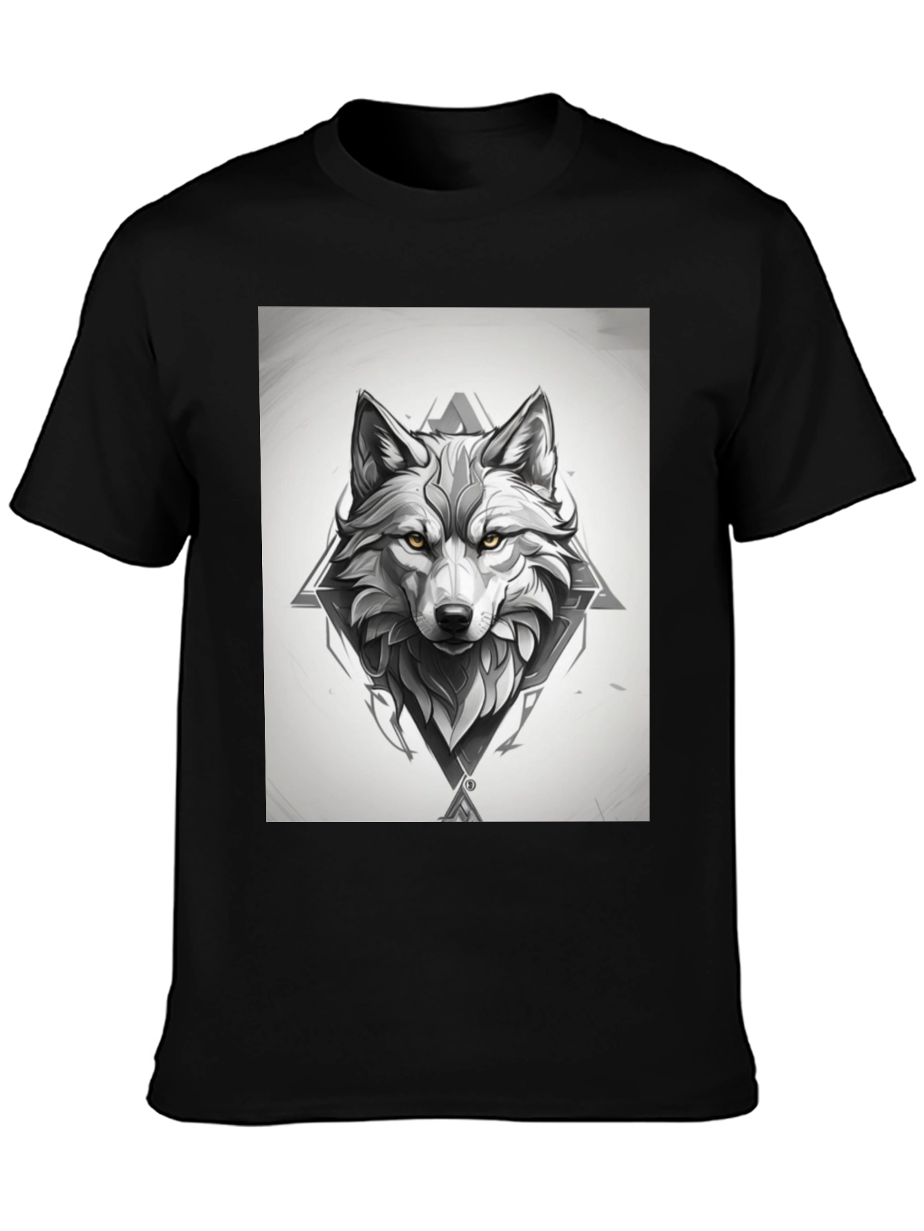 Black Wolf Graphic Print Black T-Shirt view 3