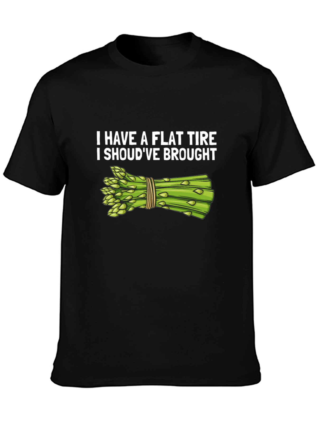Black Flat Tire Asparagus Humor T-Shirt view 3