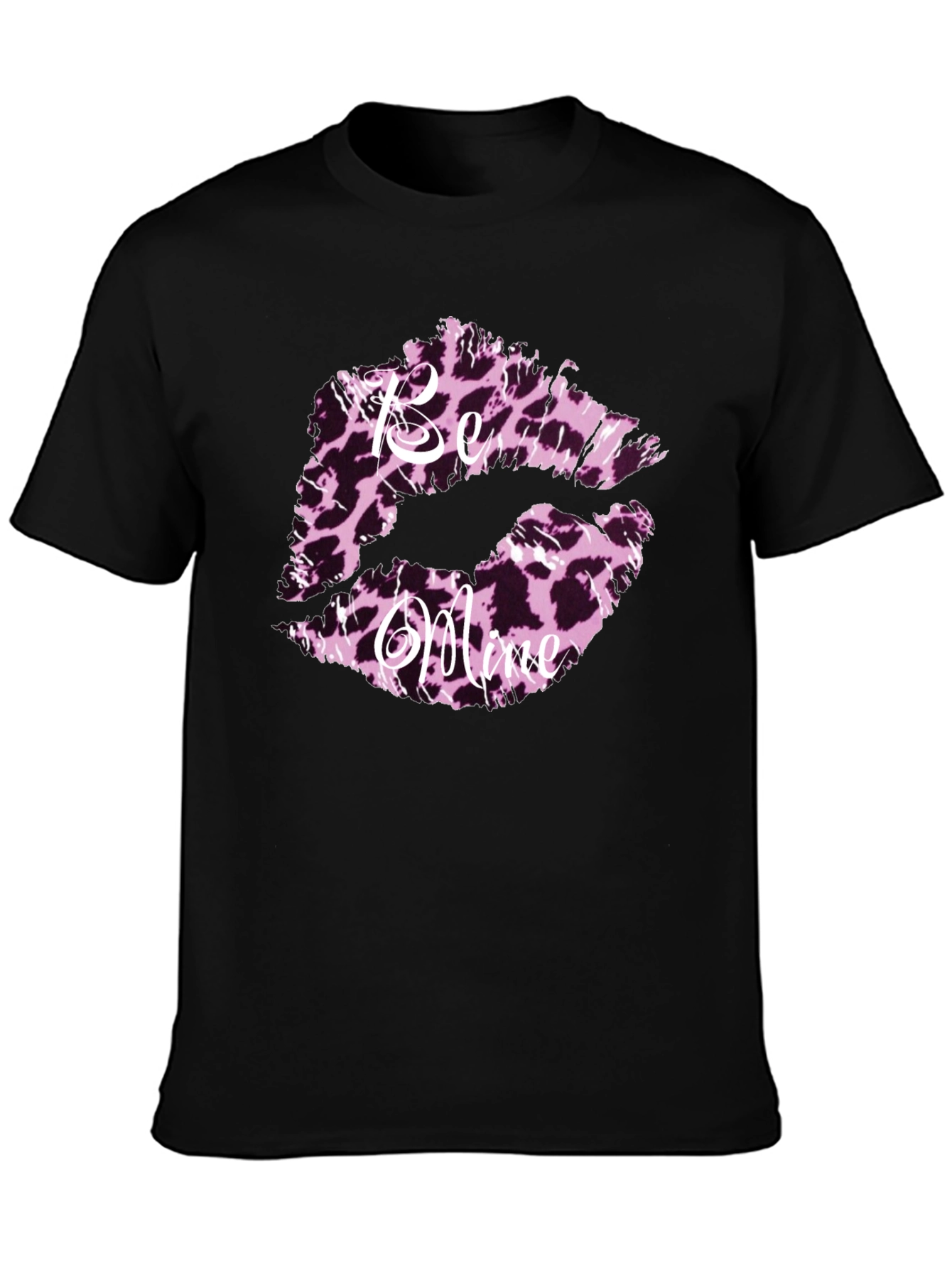Black Be Mine Leopard Print Lips Graphic Tee view 3