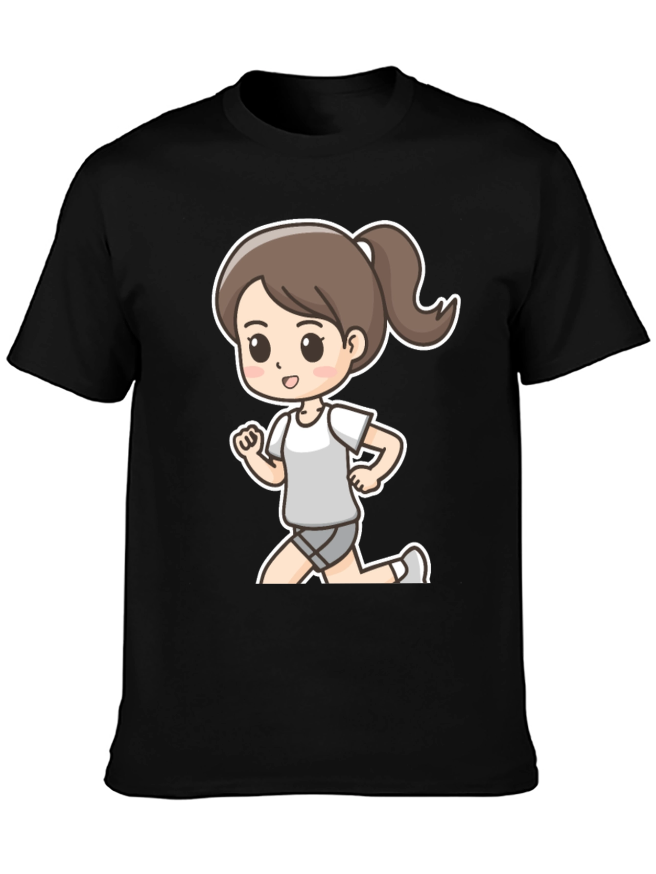 Black Cartoon Runner T-Shirt - Black Graphic Tee view 3