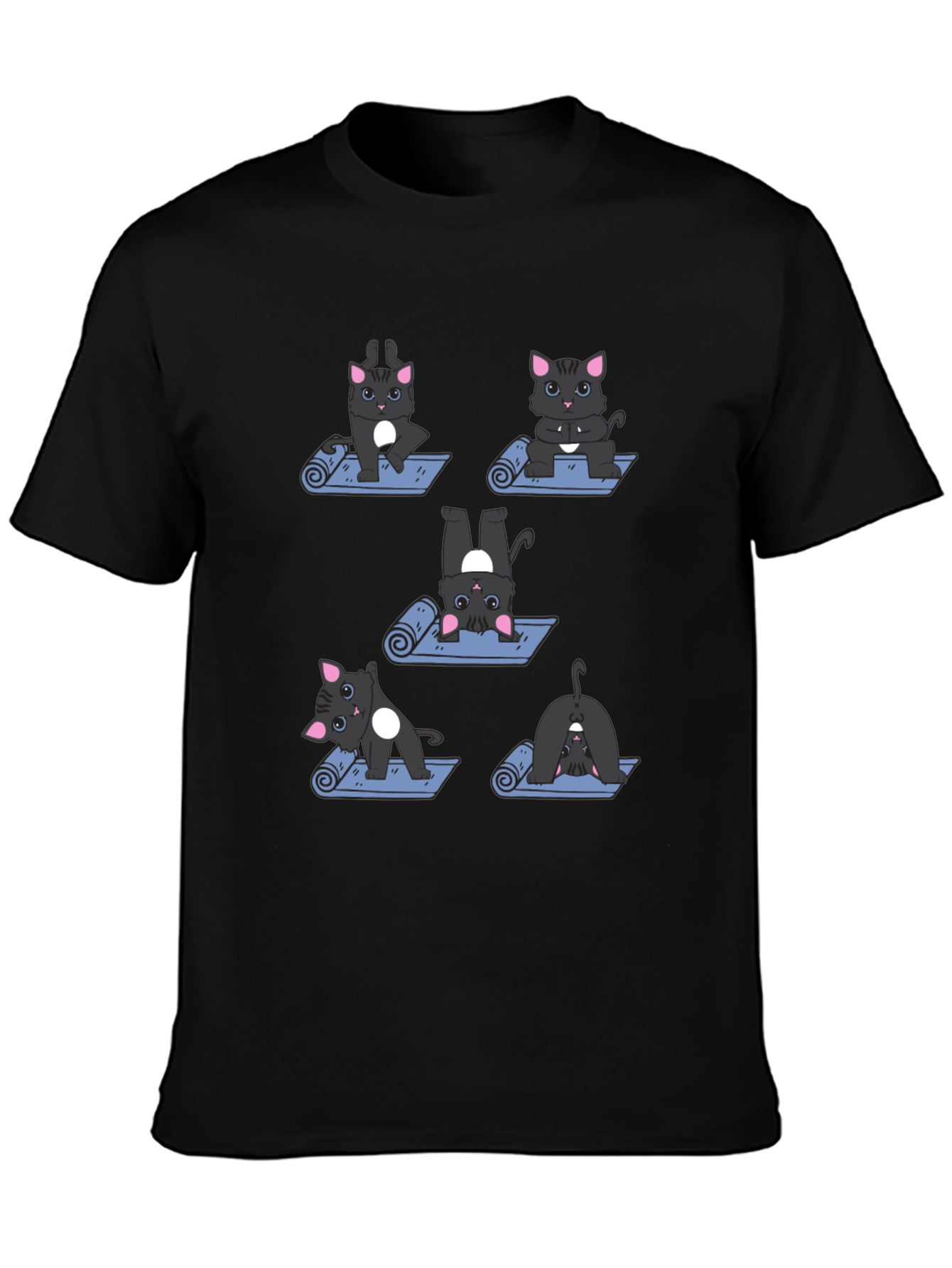 Black Yoga Cat T-Shirt - Funny Cartoon Tee view 3