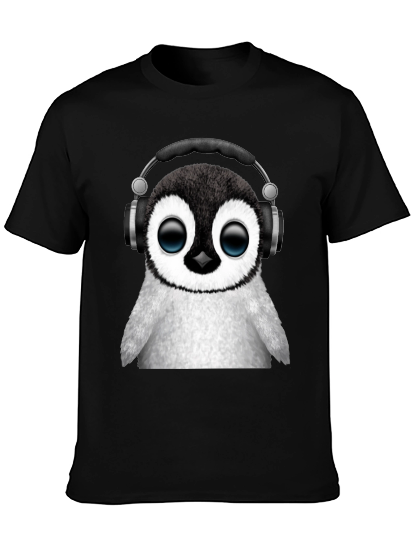 Black Penguin DJ Black T-Shirt - Music Lover Tee view 3
