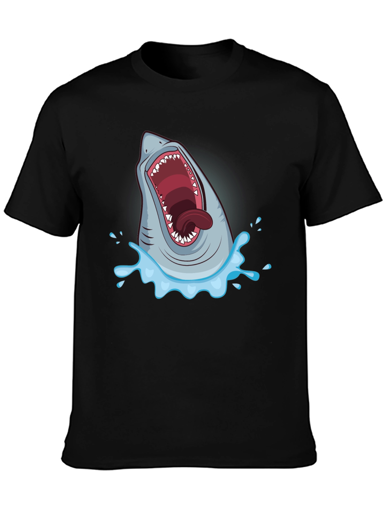 Black Shark Attack Graphic Tee - Men's Black T-Shirt view 3