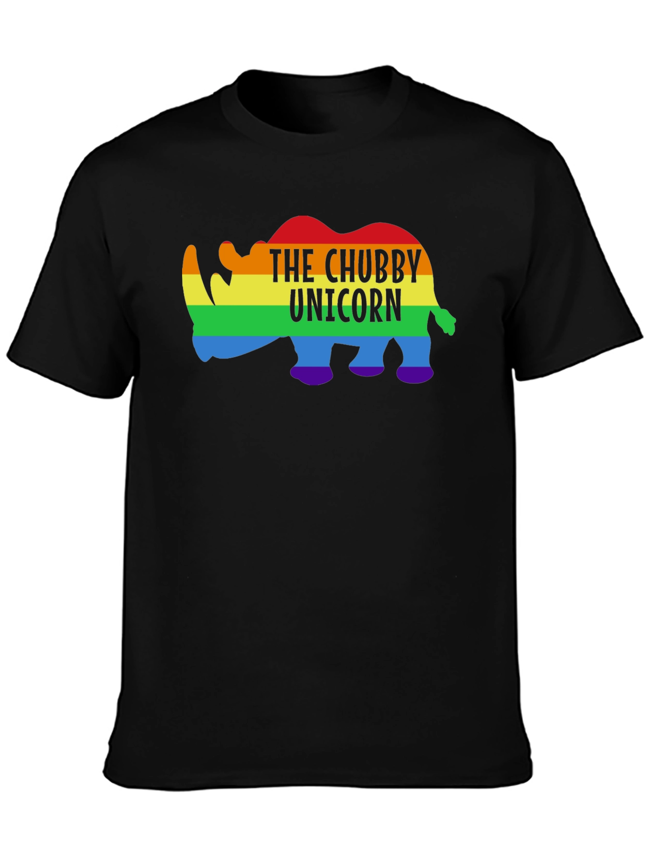 Black Chubby Unicorn Rainbow Graphic Tee view 3