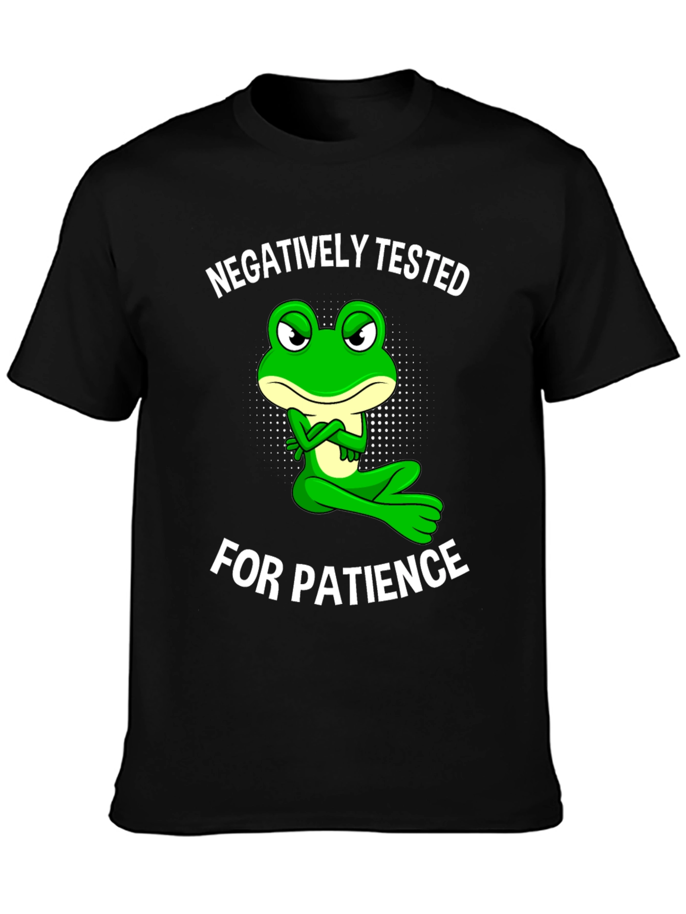 Black Negatively Tested for Patience Frog Graphic Tee view 3