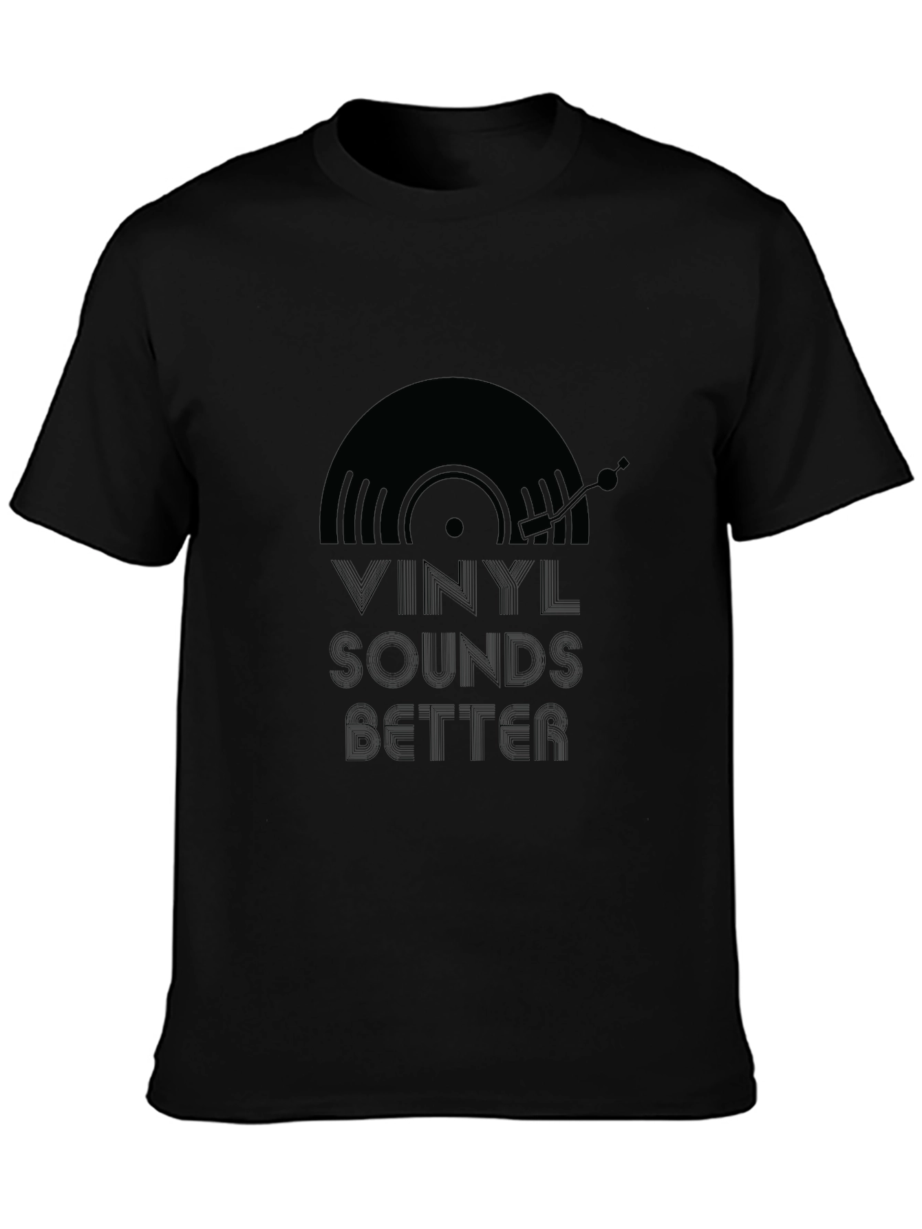 Black Vinyl Sounds Better Black Graphic Tee view 3