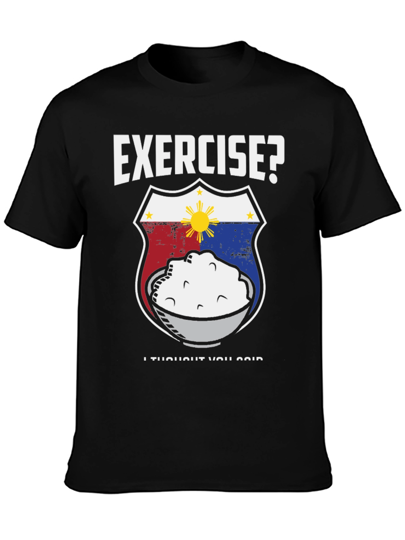 Black Exercise? Rice! Black Graphic Tee view 3