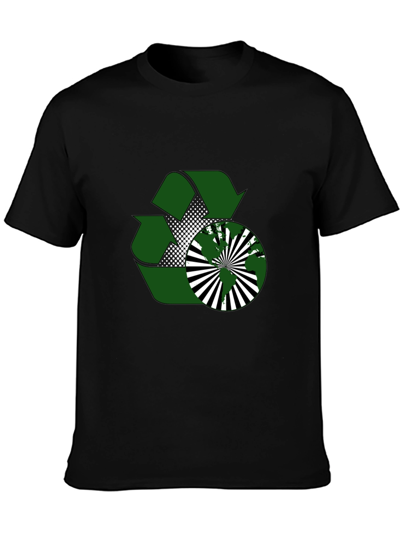 Black Eco-Friendly Recycle Design T-Shirt view 3
