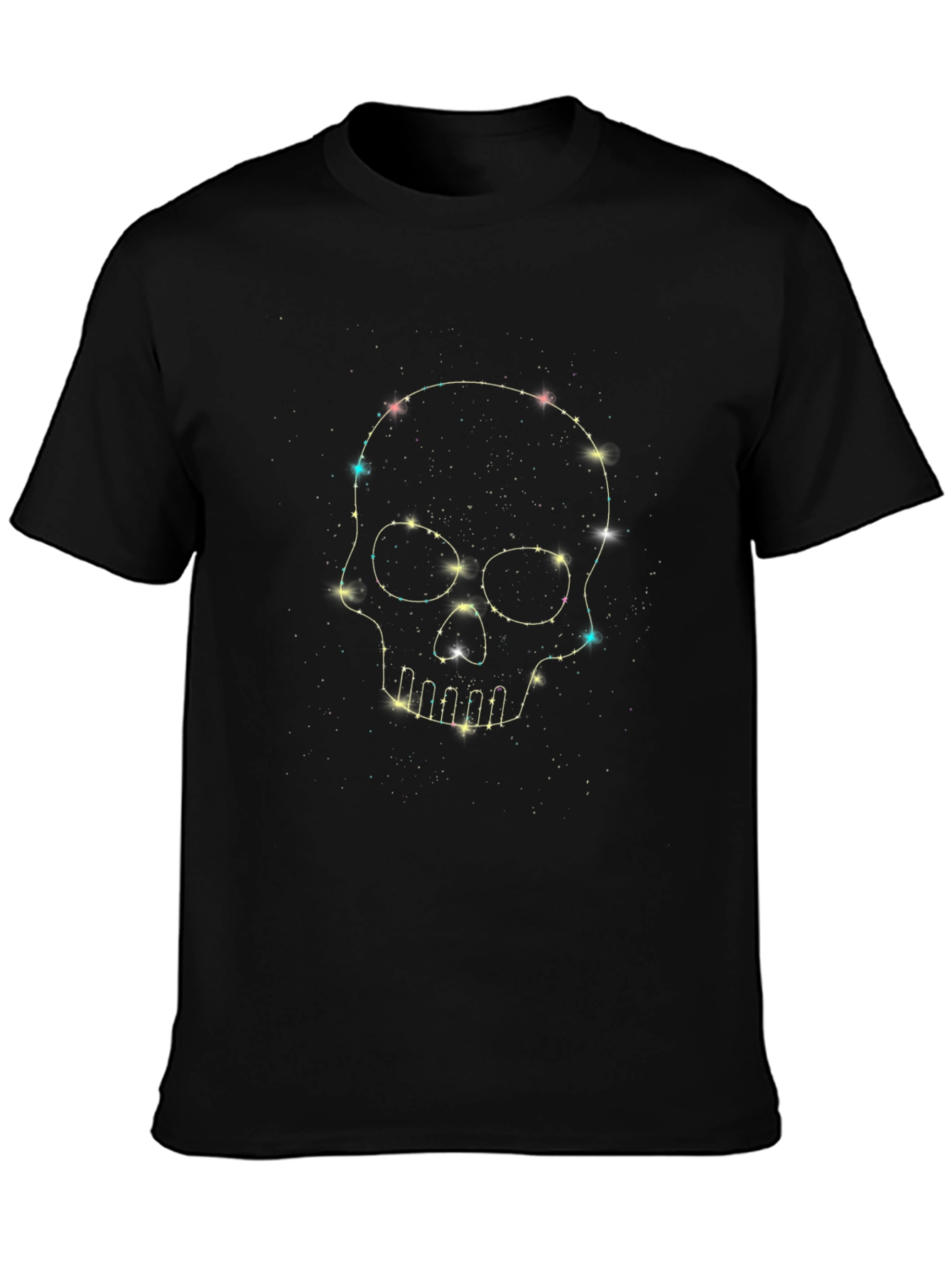 Black Starry Skull Graphic Tee - Men's Black T-Shirt view 3